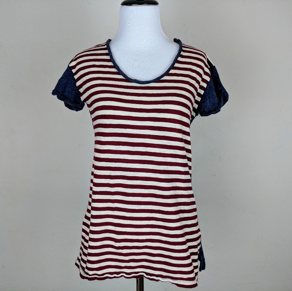 J. Crew Top T Shirt Red White Blue American Flag Patriotic 4th of July Preppy